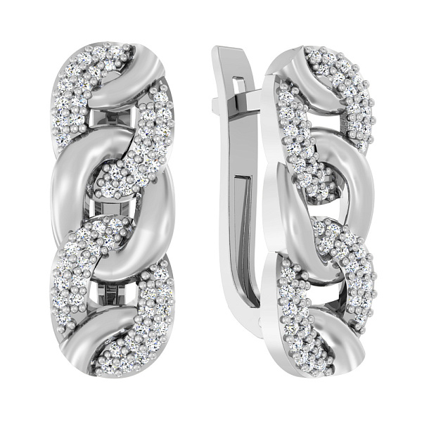 Золоті сережки "Ланки" з фіанітами (арт. 110289б) – зображення 1