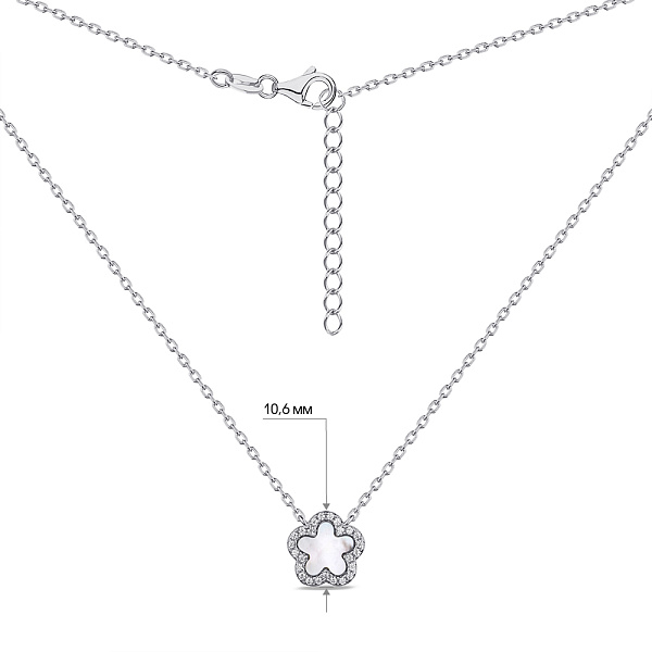 Серебряное колье с перламутром и фианитами (арт. 7507/2186/10п) – изображение 3