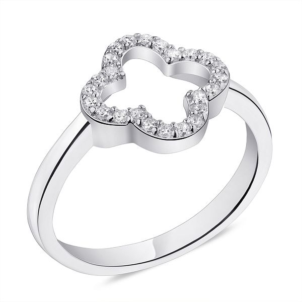 Серебряное кольцо "Клевер" с фианитами (арт. 7501/5942) – изображение 1