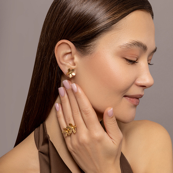 Золотые серьги Francelli Цветы (арт. 111205ж) – изображение 6