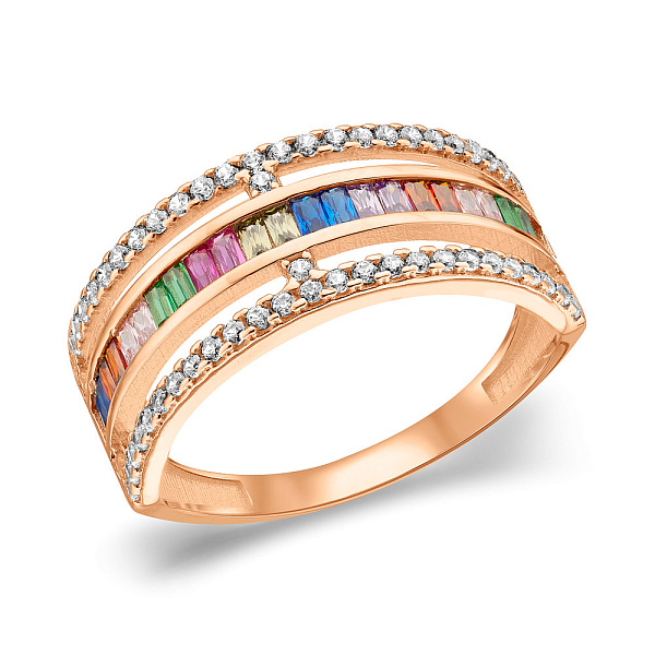 Каблучка з червоного золота з фіанітами (арт. 156401цв) – зображення 1