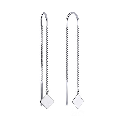 Срібні сережки-ланцюжки ромбики (арт. 7502/3391)