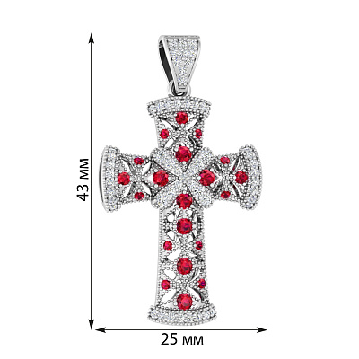 Золотая подвеска-крестик с рубином и бриллиантами (арт. П011013бр)