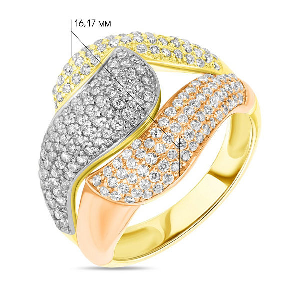 Кольцо из комбинированного золота с фианитами (арт. 151861ж) – изображение 2