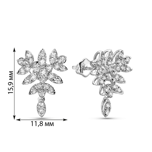 Пусеты из белого золота с бриллиантами (арт. С341603060б) – изображение 4