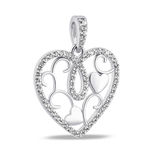 Серебряный кулон Сердце с дорожкой из фианитов (арт. 7503/4616) – изображение 1