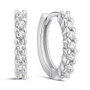 Фото Серьги-кольца из серебра с фианитами (арт. 7502/10031/15)