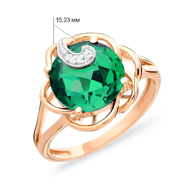 Золотое кольцо с кварцем и фианитами (арт. 140674Пз) – изображение 2