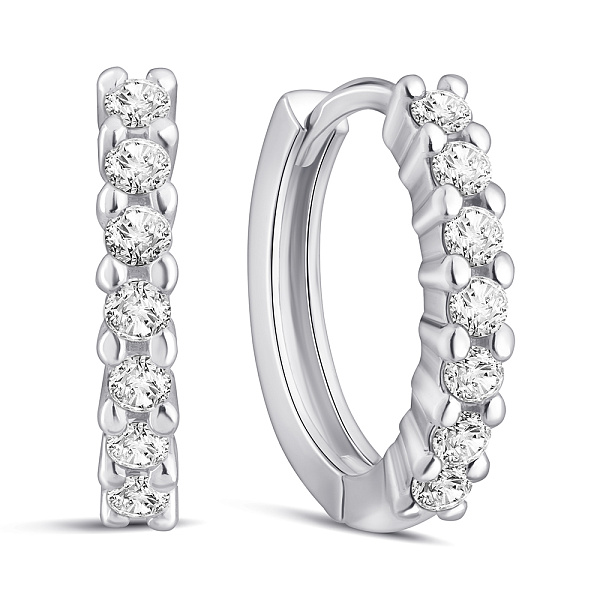 Серьги-кольца из серебра с фианитами (арт. 7502/10031/15) – изображение 1