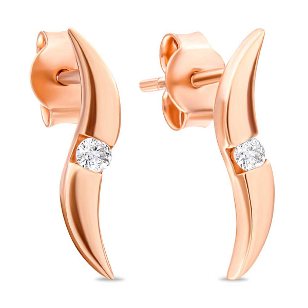 Серьги-пусеты с фианитами из золота (арт. 106493) – изображение 1