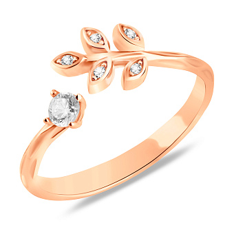 Золотое кольцо Веточка с фианитами (арт. 155865)