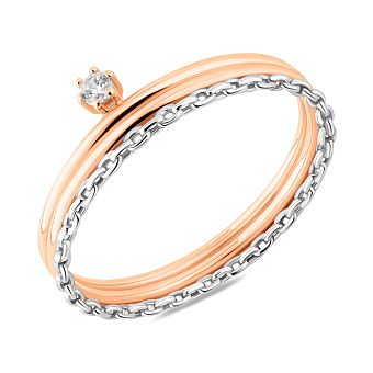 Фото Каблучка Ланки з золота з одним фіанітом (арт. 140951)