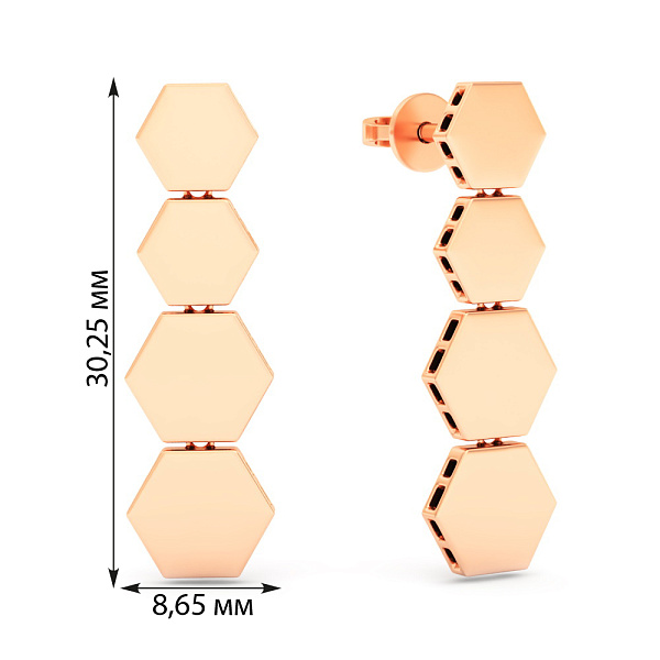 Серьги из красного золота (арт. 111307) – изображение 6