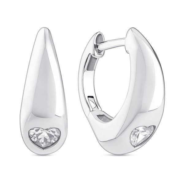 Серебряные серьги-кольца с фианитами (арт. 7502/9985/15) – изображение 1