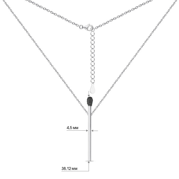 Колье из серебра "Спичка" с черными фианитами (арт. 7507/976ч) – изображение 3