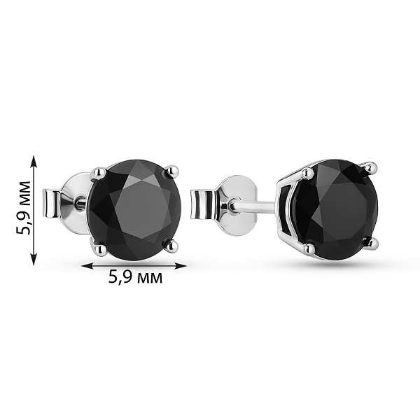 Серебряные серьги пусеты с черными фианитами (арт. 7518/247/4ч) – изображение 2