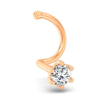 Пірсинг у ніс з червоного золота з діамантом (арт. Н011862)