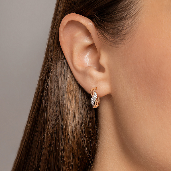 Золотые серьги с фианитами (арт. 110321) – изображение 2