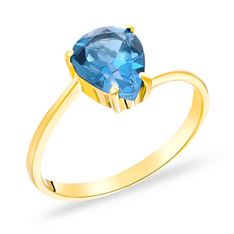 Фото Каблучка з жовтого золота з топазом (арт. 140467Пжг)