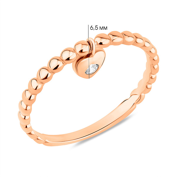 Каблучка з червоного золота з підвіскою (арт. 156387) – зображення 5