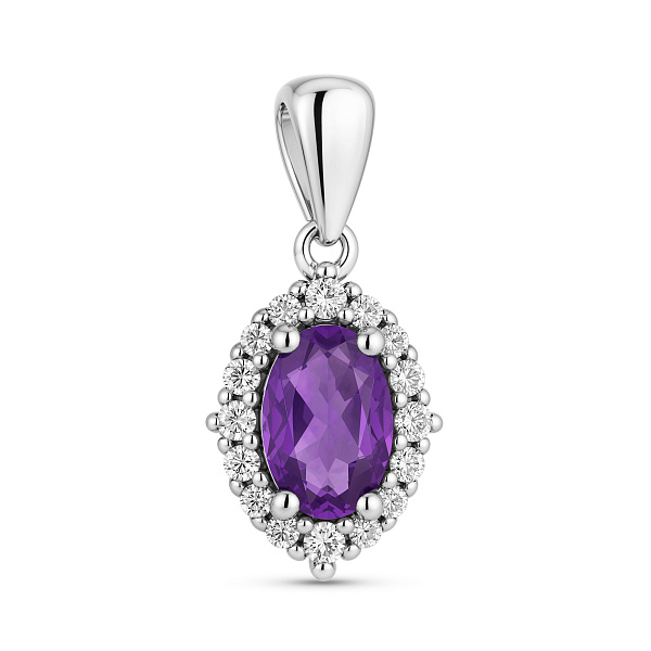 Серебряная подвеска с аметистом и фианитами (арт. 7503/4913А) – изображение 1