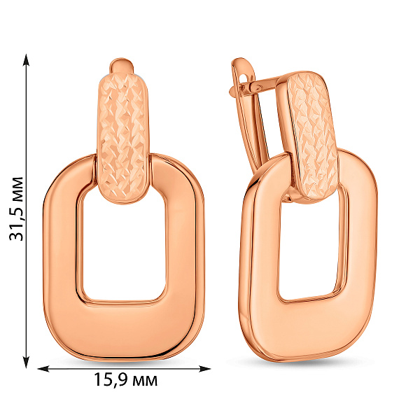Серьги-подвески из красного золота (арт. 1092088) – изображение 4