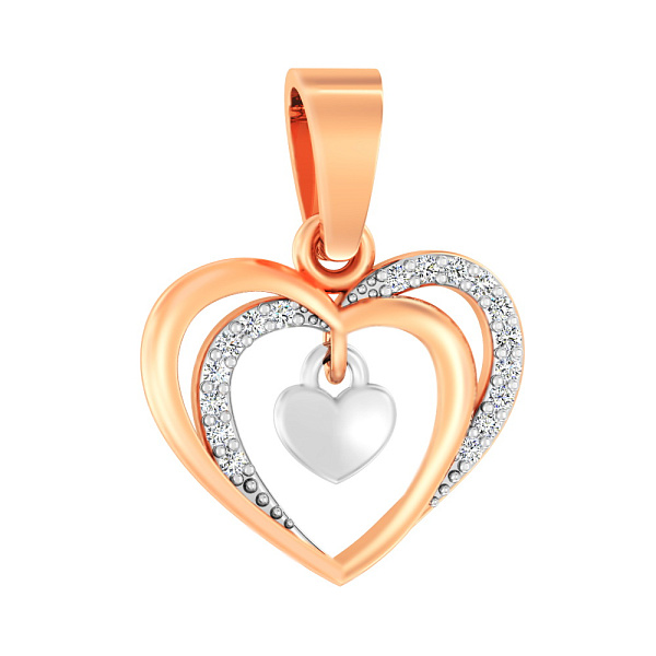 Золотая подвеска «Сердце» с фианитами (арт. 440602) – изображение 1