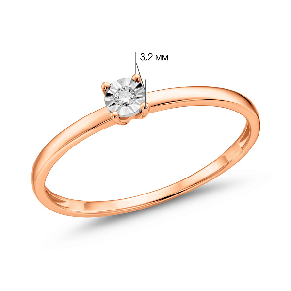 Золотое кольцо с бриллиантом (арт. К011743) – изображение 3