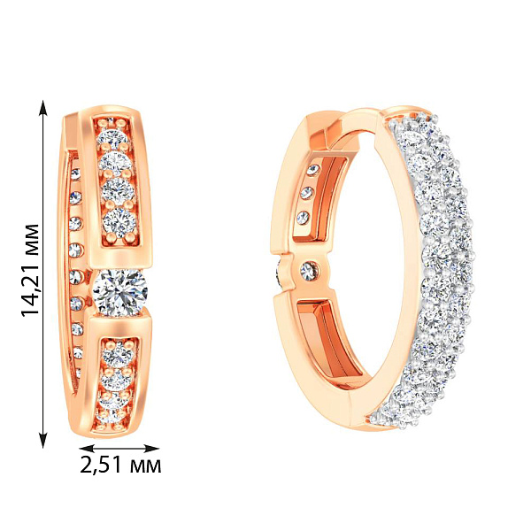 Двусторонние золотые серьги с фианитами (арт. 111164) – изображение 4