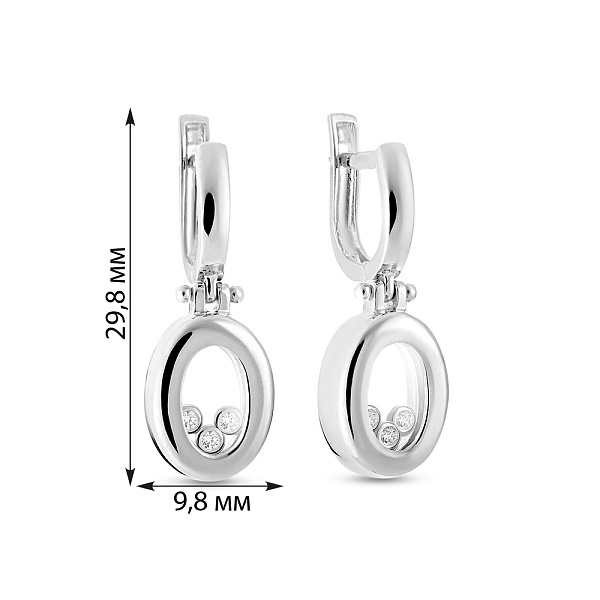 Золоті сережки підвіски з фіанітами (арт. 101053б) – зображення 2