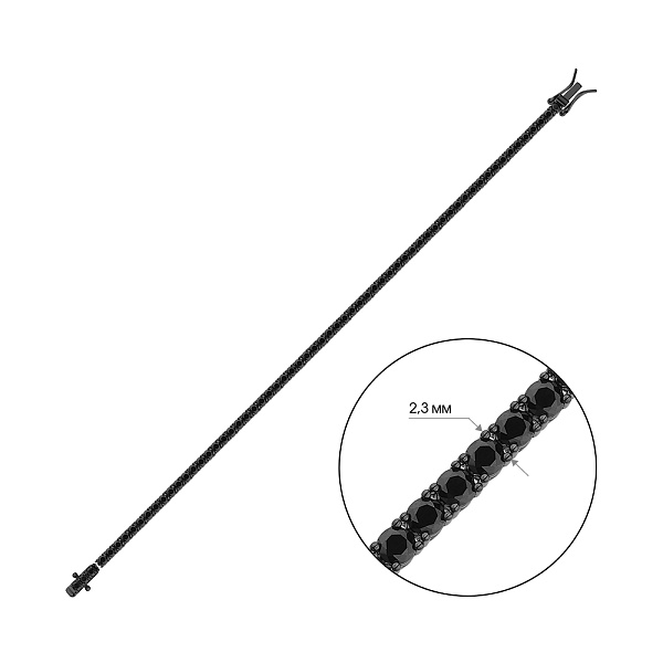 Срібний браслет з чорним родіюванням і фіанітами (арт. 7509/1844/3ч) – зображення 3