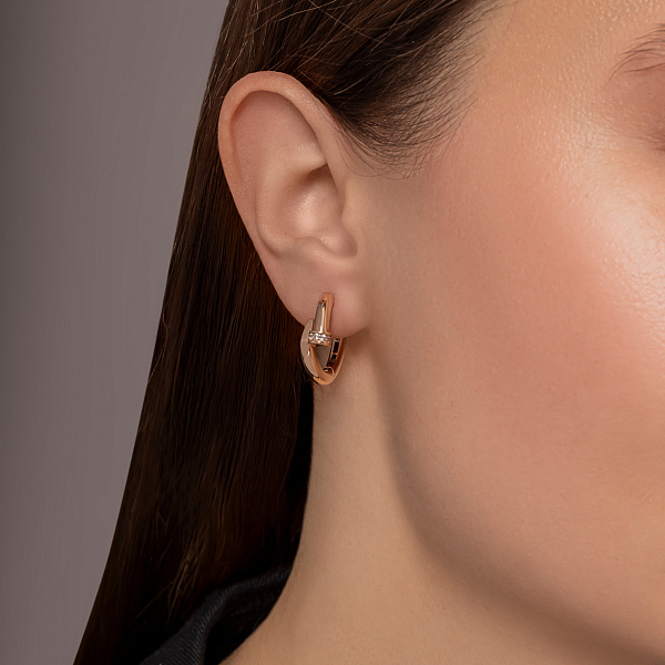 Золоті сережки Цвях  з фіанітами (арт. 1092117) – зображення 3