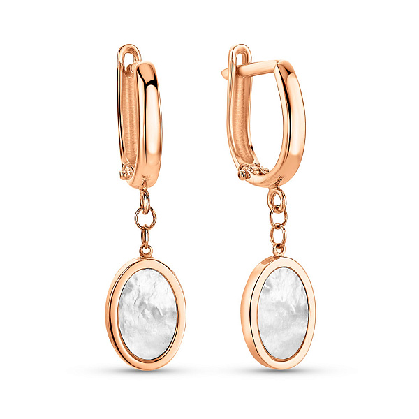 Серьги Лýна из красного золота с перламутром (арт. 109515п) – изображение 1