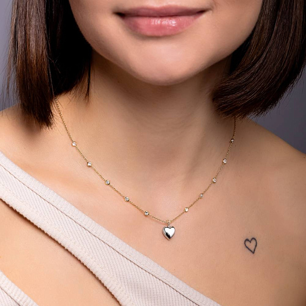 Колье из желтого и белого золота с фианитами (арт. 352653жб) – изображение 2