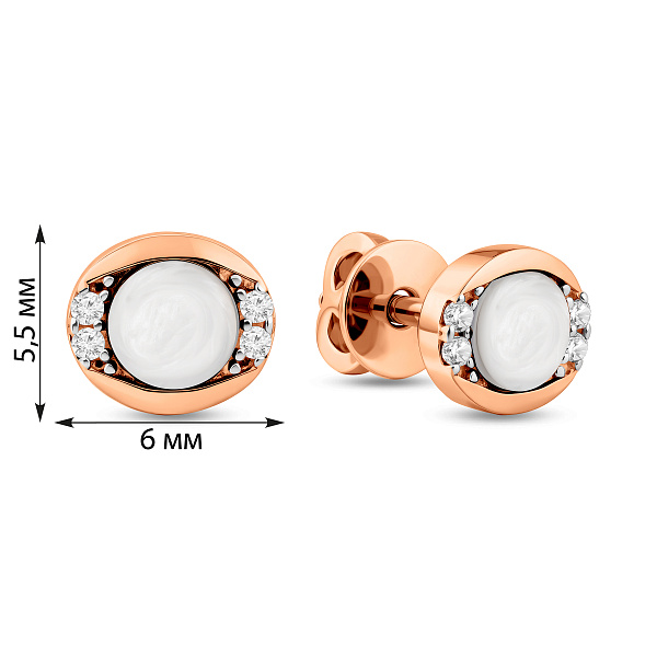 Сережки Лýна з червоного золота з перламутром (арт. 110991п) – зображення 3