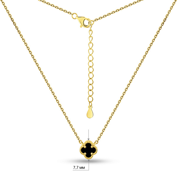 Серебряное колье Клевер с ониксом (арт. 7507/470/7жо) – изображение 3