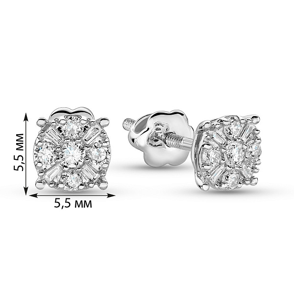 Пусеты из белого золота с бриллиантами  (арт. С341324020б) – изображение 4