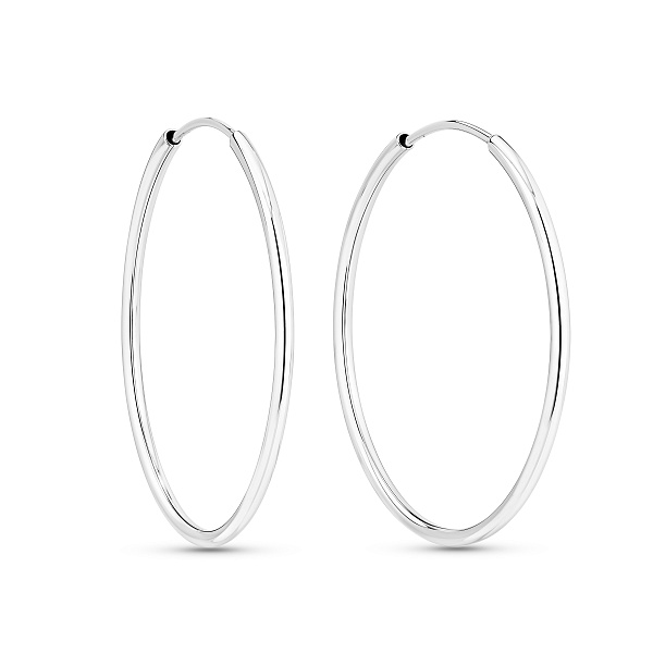 Серьги-кольца из белого золота без камней (арт. 122600/30б) – изображение 1