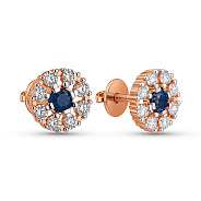 Золотые пусеты с сапфирами и бриллиантами (арт. Т011691с)