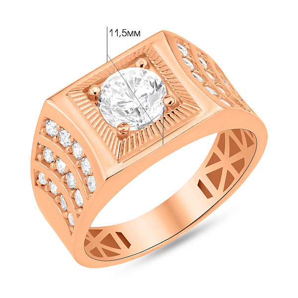 Золотая печатка с фианитами (арт. 180581) – изображение 2