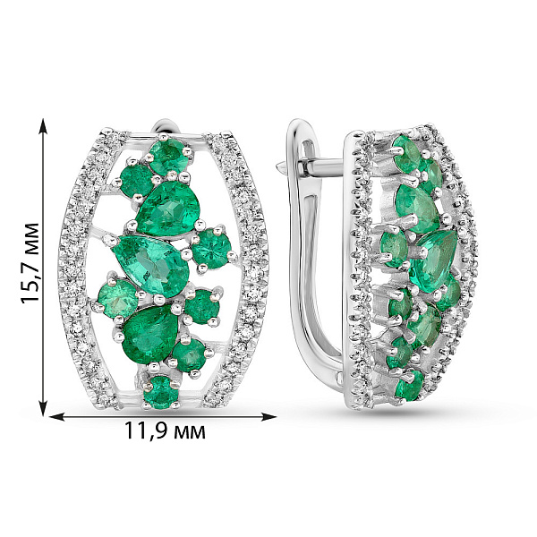 Золотые сережки с изумрудом и бриллиантами (арт. 2191377202и) – изображение 2