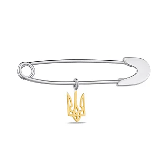 Патріотична шпилька Тризуб зі срібла (арт. 7511/1925бж)