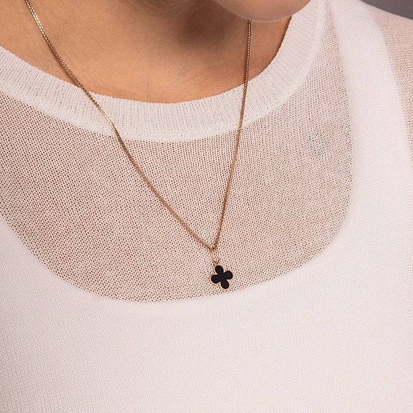 Золотой кулон Клевер с эмалью (арт. 441207еч) – изображение 2