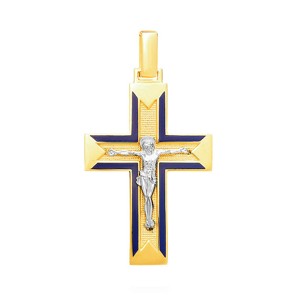 Крестик из золота с распятием и эмалью (арт. 505009жс) – изображение 1