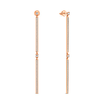 Золотые серьги пусеты с фианитами (арт. 110552)