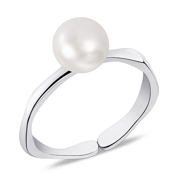 Незамкнутое кольцо из серебра с крупным жемчугом  (арт. 7501/5783жб) – изображение 1