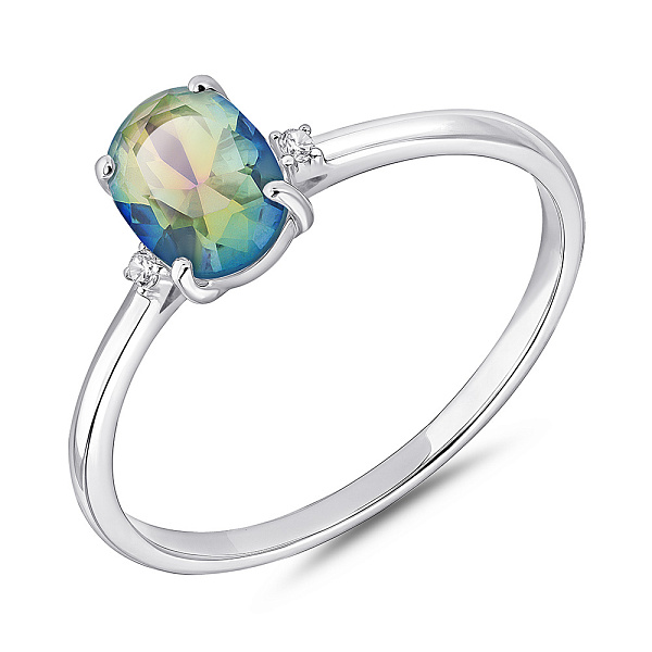 Срібна каблучка з топазом і фіанітами (арт. 7501/2190295Пмст) – зображення 1