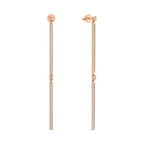 Золотые серьги пусеты с фианитами (арт. 110552) – изображение 1