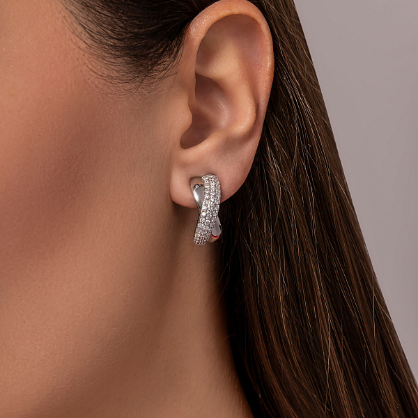 Серьги из белого золота с бриллиантами (арт. С011306100б) – изображение 2