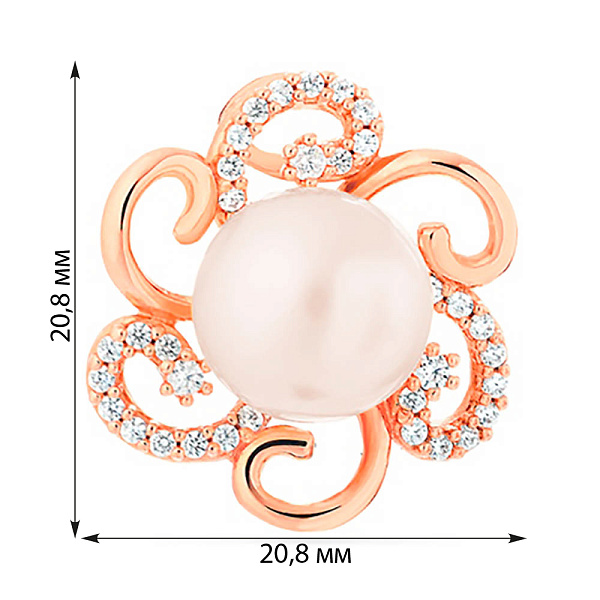 Кулон из красного золота с жемчужиной и фианитами (арт. 422890) – изображение 2